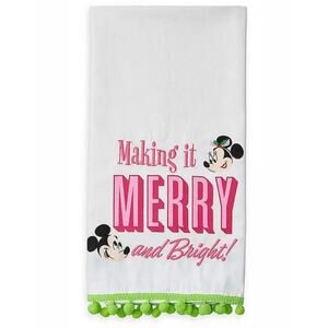 Disney Parks Christmas Making it Merry and Bright Kitchen Towel New